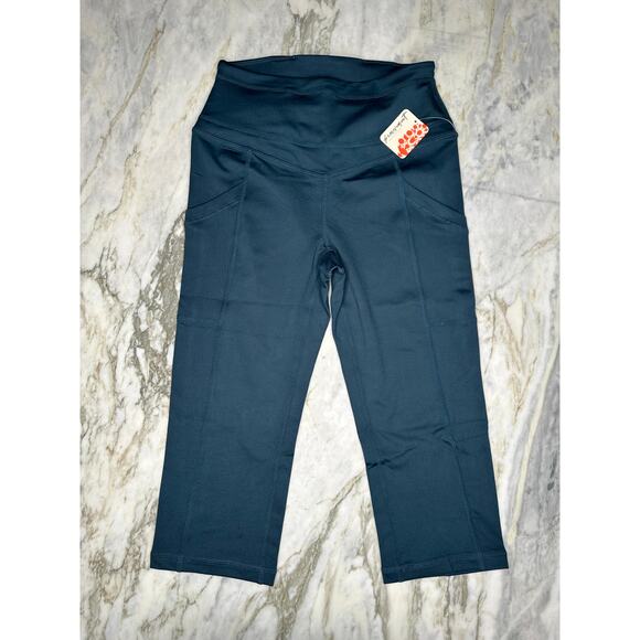 FREE PEOPLE MOVEMENT Blue Capri Crop Athletic Workout Yoga Leggings Size Small - Picture 5 of 12